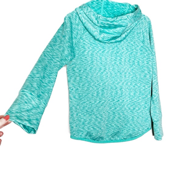 90 Degree Activewear Turquoise Marled Hoodie Thumbhole Pockets Drawstring - Picture 12 of 16
